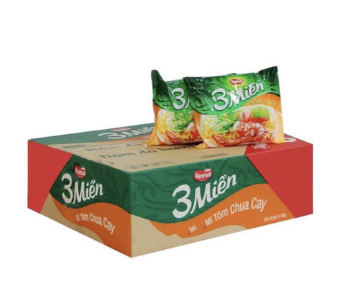 Thùng 30 gói mì ăn liền vị tôm chua cay Reeva gói 65g