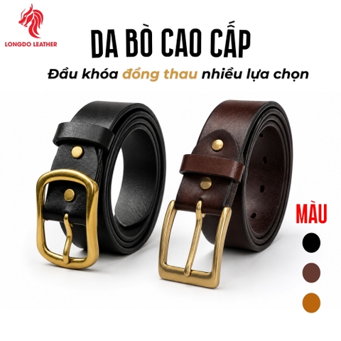 Dây thắt lưng da khóa đồng thau cao cấp bản 3.8cm TL38