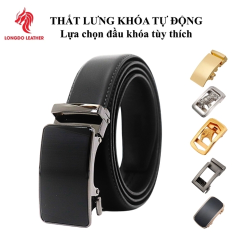 Dây thắt lưng da bò khóa tự động bản 3.5cm thương hiệu Longdo Leather