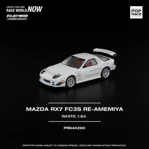 Xe Mô Hình MAZDA RX7 FC3S RE-AMEMIYA 1:64 Poprace (AMEMIYA WHITE)