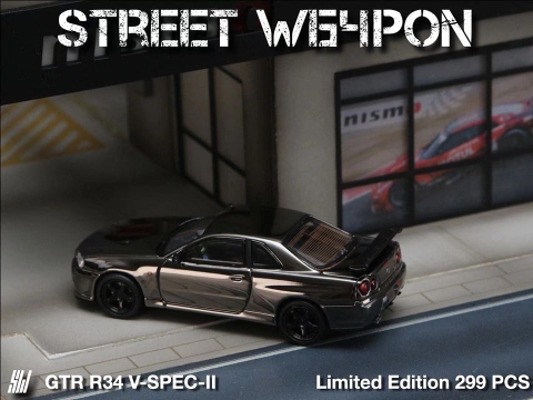 Xe Mô Hình GTR R34 V-SPEC-II 1:64 Street Weapon ( Plated Version )