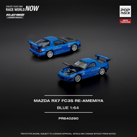 Xe Mô Hình MAZDA RX7 (FC3S) RE-AMEMIYA (NEW TOOLING) 1/64 POP RACE (RE-AMEMIYA BLUE)