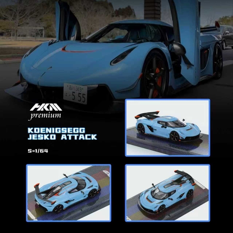 Xe Mô Hình Koenigsegg Jesko Attack High-wing Hypercar 1:64 HKM Premium (Sky Blue Luxury Version) - D