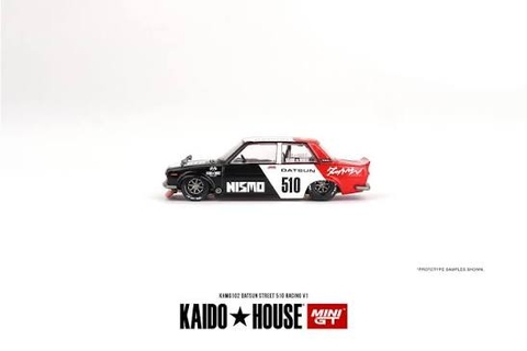 Xe Mô Hình Datsun Street 510 Racing V1 1:64 Kaido ( Đen / Trắng / Đỏ #510 )