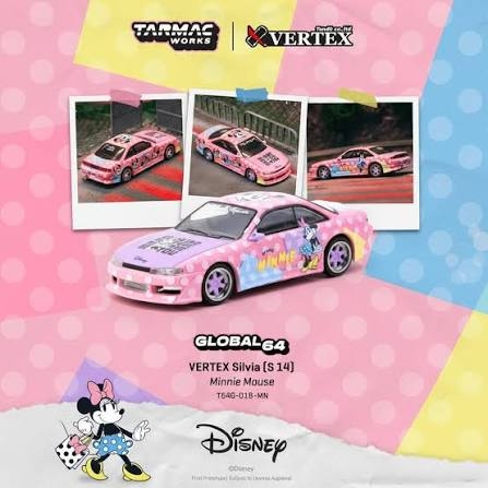 Xe Mô Hình VERTEX Silvia (S 14) Minnie Mouse 1:64 Tarmac Works - B