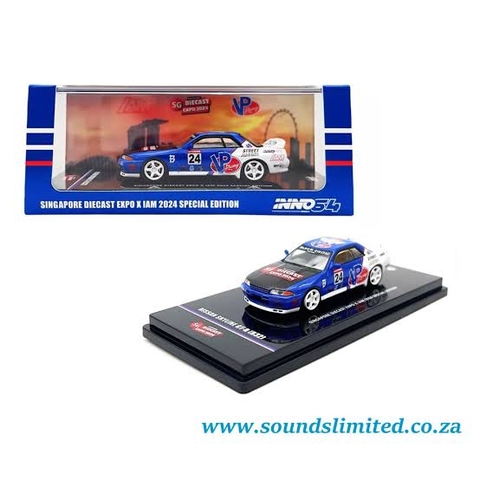 Xe Mô Hình Nissan Skyline GT-R (R32) Singapore Diecast Expo 2024 Special Edition 1:64 Inno ( Trắng Xanh )