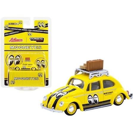 Volkswagen Beetle Low Ride Yellow with Roof Rack & Luggage Mooneyes