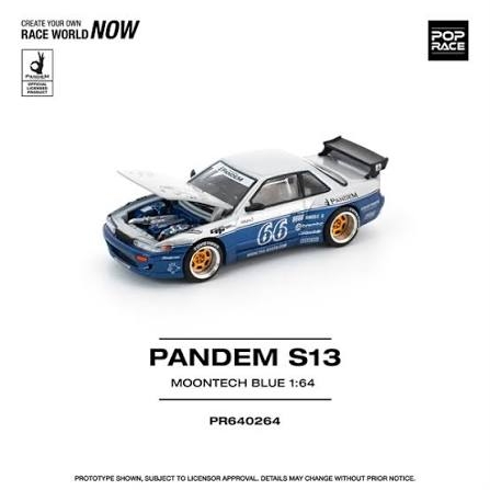Xe Mô Hình PANDEM SILVIA S13 1:64 Poprace (MOONTECH BLUE)
