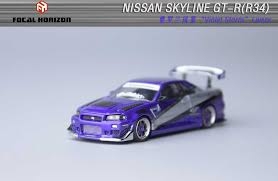 Xe Mô Hình Skyline GT-R R34 Ryohe's Gifted Modified 1:64 Focal Horizon (Violet Storm)