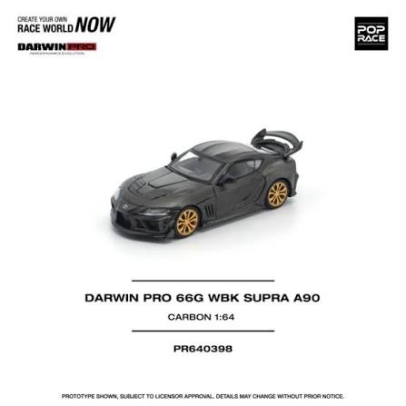 Xe Mô Hình DARWIN PRO 66G WBK SUPRA A90 CARBON EDITION 1:64 Poprace - F