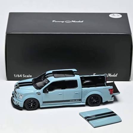 Xe Mô Hình Ford F150 Super Snake 1:64 Funny Model (Area 51 Blue/ Black Racing Stripes)