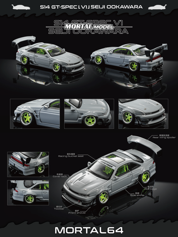 Xe Mô Hình S14 GT-SPEC V1 SEIJI OOKAWARA 1:64 MORTAL (Cement Grey)
