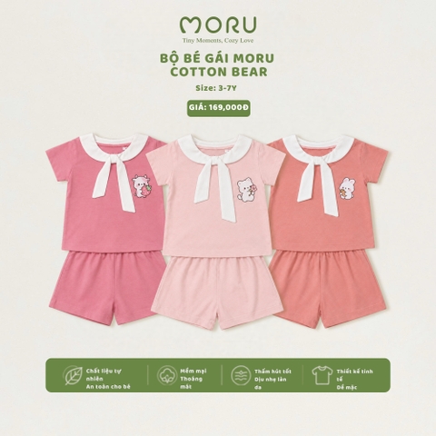OH-J11 Bộ bé gái MORU Cotton Bear 3-7Y