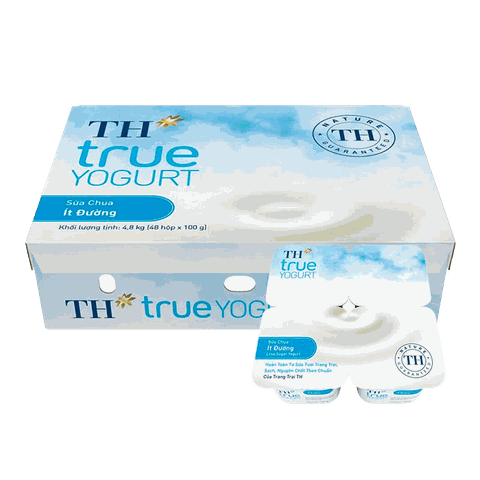 [Thùng] Sữa Chua Ăn TH True Yogurt Ít Đường 100g x 48 Hộp