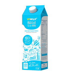 Sữa Tươi Thanh Trùng Không Đường VPMilk Đà Lạt True Milk 1L