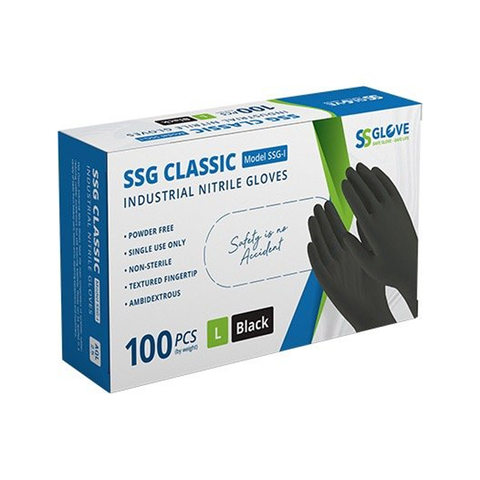 Găng Tay Nitrile Không Bột Màu Đen SSG Size L (100 Cái/ Hộp)