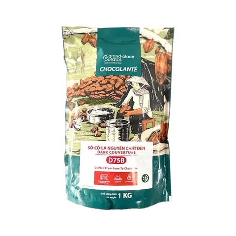 Sô Cô La Đen Nguyên Chất 75% Hạt Nút Puratos 1kg