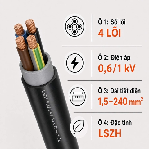 Cáp Điện Lực Hạ Thế LAPP N2XH-J 4 Lõi 0,6/1kV LSZH