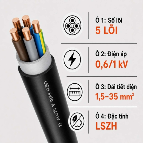 Cáp Điện Lực Hạ Thế LAPP N2XH-J 5 Lõi 0,6/1kV LSZH
