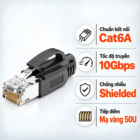 Đầu Nối RJ45 Cat6A COBTEL 11100675008 Có Shield 10Gbps