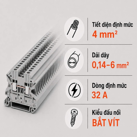 Terminal Block Phoenix Contact UT 4 – Cầu Đấu Vít 4mm²