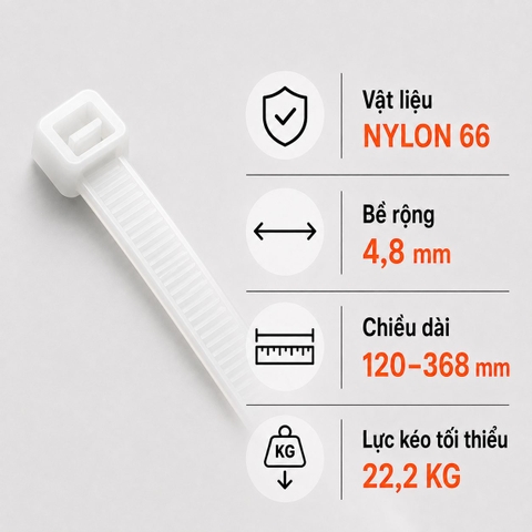 Dây Rút Nhựa Dong-A Bestech DACT Nylon PA66 4,8mm
