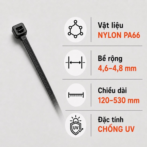 Dây Rút Chống UV KST Nylon PA66 4,6–4,8mm