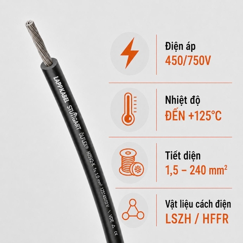 Dây Điện LAPP ÖLFLEX HEAT 125 SC 450/750V LSZH Chịu Nhiệt 125°C