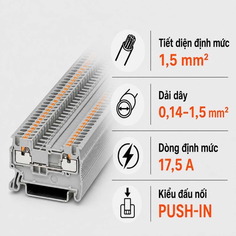 Terminal Block Phoenix Contact PT 1,5/S – Cầu Đấu Push-in 1,5mm²