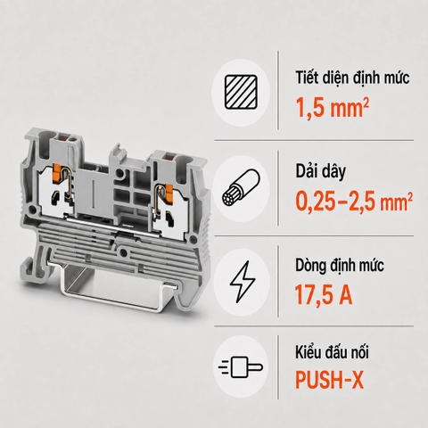 Terminal Block Phoenix Contact XT 1,5 – Cầu Đấu Push-X 1,5mm²