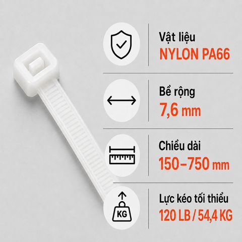 Dây Rút Nhựa KST Nylon PA66 7,6mm