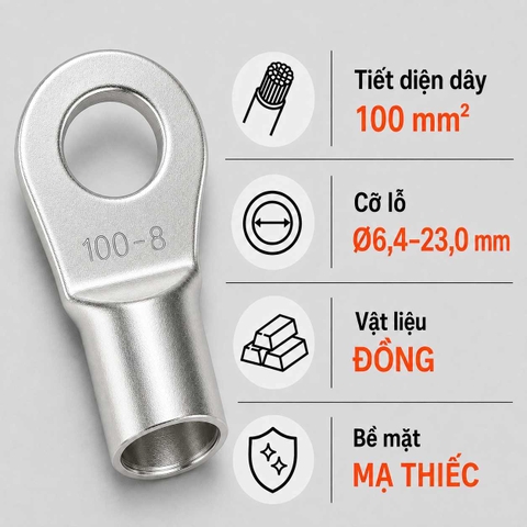 Đầu Cos Tròn Trần KST RNB100 Dây 100mm²