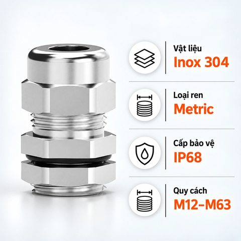 Ốc Siết Cáp Inox 304 HOONSUN HX-SS Ren Metric IP68