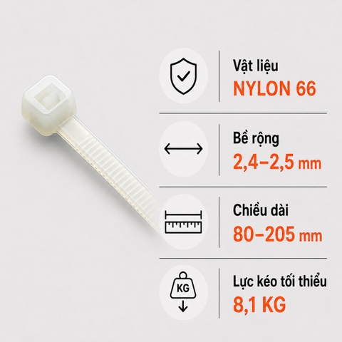 Dây Rút Nhựa Dong-A Bestech DACT Nylon PA66 2,3–2,5mm