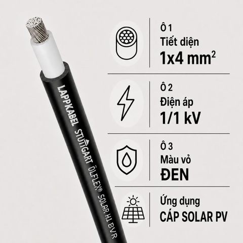Cáp Solar LAPP ÖLFLEX SOLAR H1 BUR 1x4mm² Đen 1/1kV