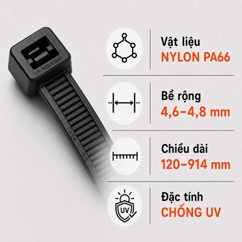 Dây Rút Chống UV KSS Nylon PA66 4,6–4,8mm