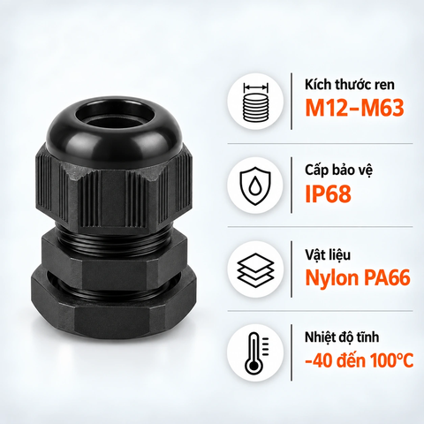 Ốc Siết Cáp Nhựa HOONSUN HX-NL IP68 Ren Metric M12-M63