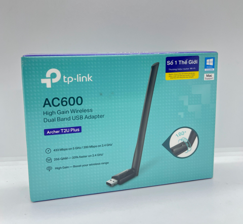 Bộ chuyển đổi USB Wi-Fi băng tần kép TP-Link Archer T2U Plus AC600