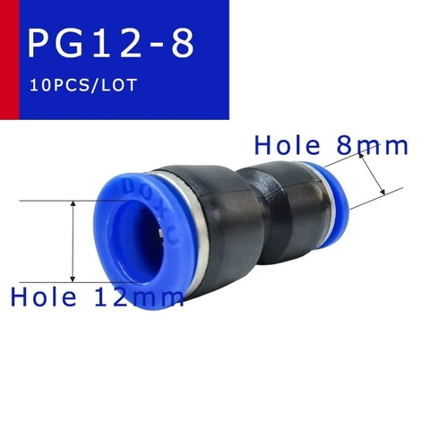 Đầu nối khí nén giảm thẳng Hi-Tech PG12-08