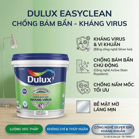 Sơn Dulux EasyClean Chống Bám Bẩn Kháng Virus Mờ