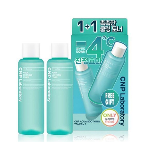 Bộ Nước Hoa Hồng Cấp Ẩm & Làm Mát Mịn Da CNP Laboratory Aqua Soothing Toner Special Set 1+1