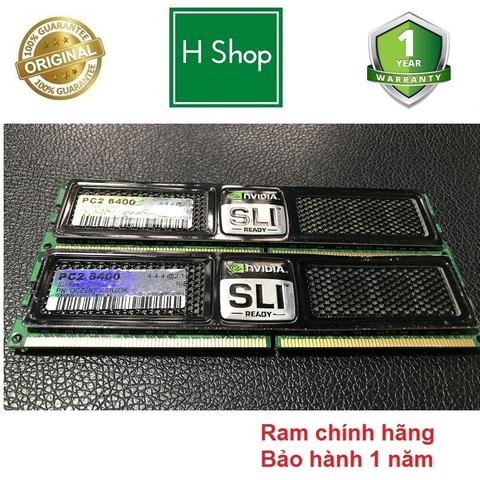 Ram PC DDR2 (PC2) 4Gb bus 800 - 6400U Kit (2x2gb), chính hãng OCZ - Nvidia SLI, bảo hành 12 tháng