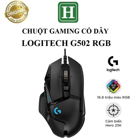 Chuột Gaming có dây - Logitech G502 RGB Gaming, hàng chính hãng BH 6 tháng
