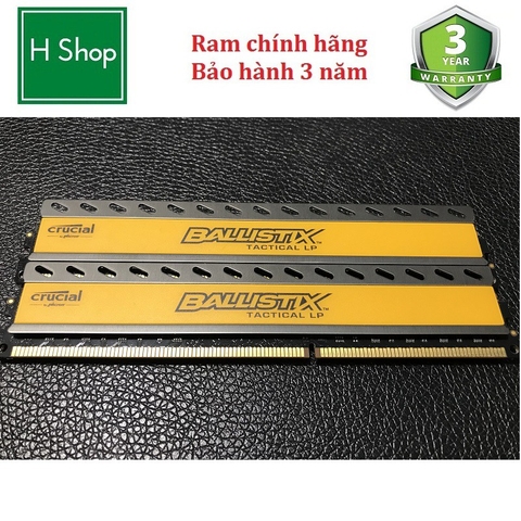 RAM TẢN NHIỆT CRUCIAL BALLISTIX tactical (vàng) 4GB DDR3 BUS 133