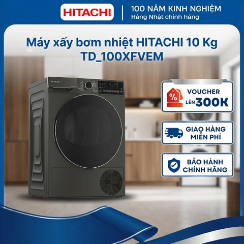 Máy sấy bơm nhiệt HITACHI Inverter 10 Kg - TD_100XFVEM