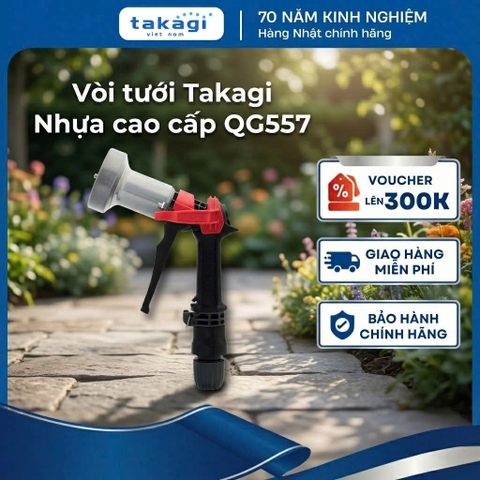 Vòi xịt tưới cây Takagi nhựa cao cấp QG557 nhẹ nhàng bền bỉ, súng tưới 4 chế độ chịu nhiệt cao