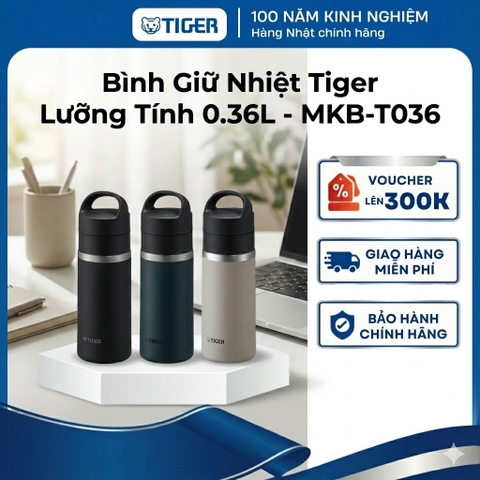 Bình giữ nhiệt lưỡng tính Tiger 360ml Dành riêng nước có gas MKB-T036 Chính hãng