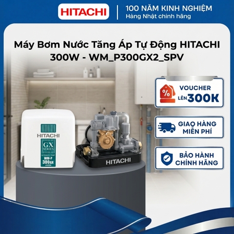 Máy bơm nước tăng áp tự động HITACHI - Kiểu dáng vuông 300W - WM-P300GX2-SPV - Hàng chính hãng