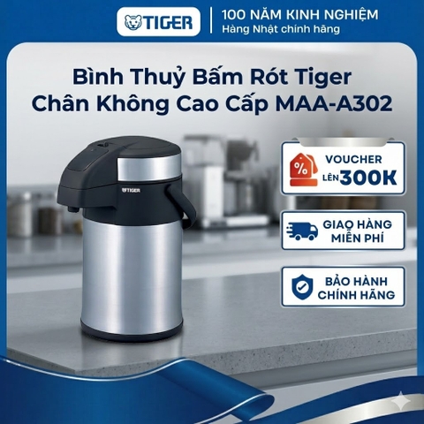 Bình thủy chứa ruột chân không Tiger 3 Lít - Công nghệ chống bám bẩn - MAA-A302 - Hàng chính hãng