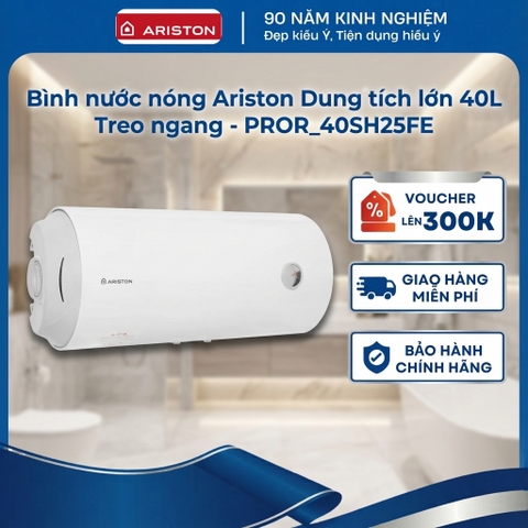 Bình nước nóng Ariston Dung tích lớn 40L - Treo ngang - PROR-40SH2.5FE - Hàng chính hãng